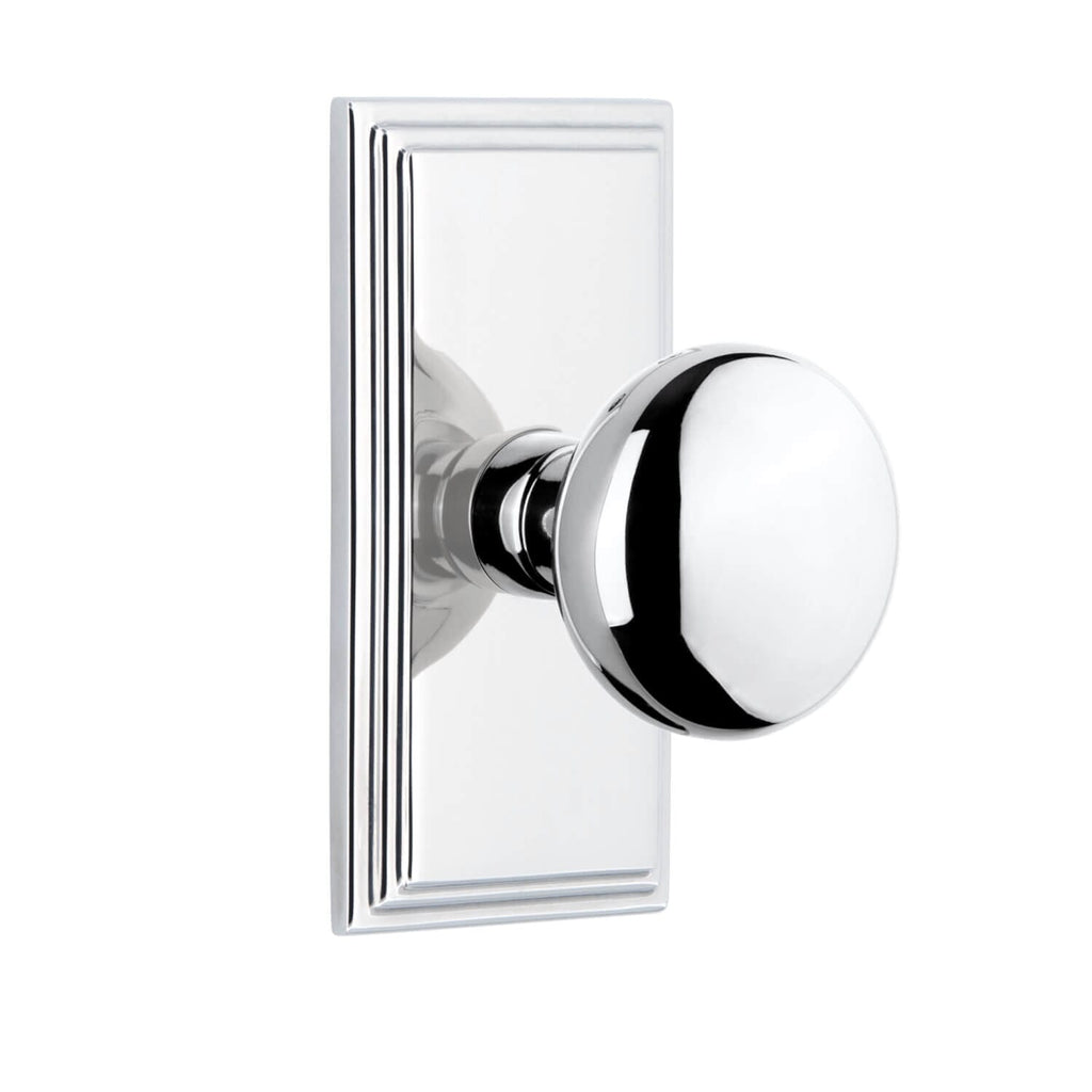 Carré Short Plate with Fifth Avenue Knob in Bright Chrome