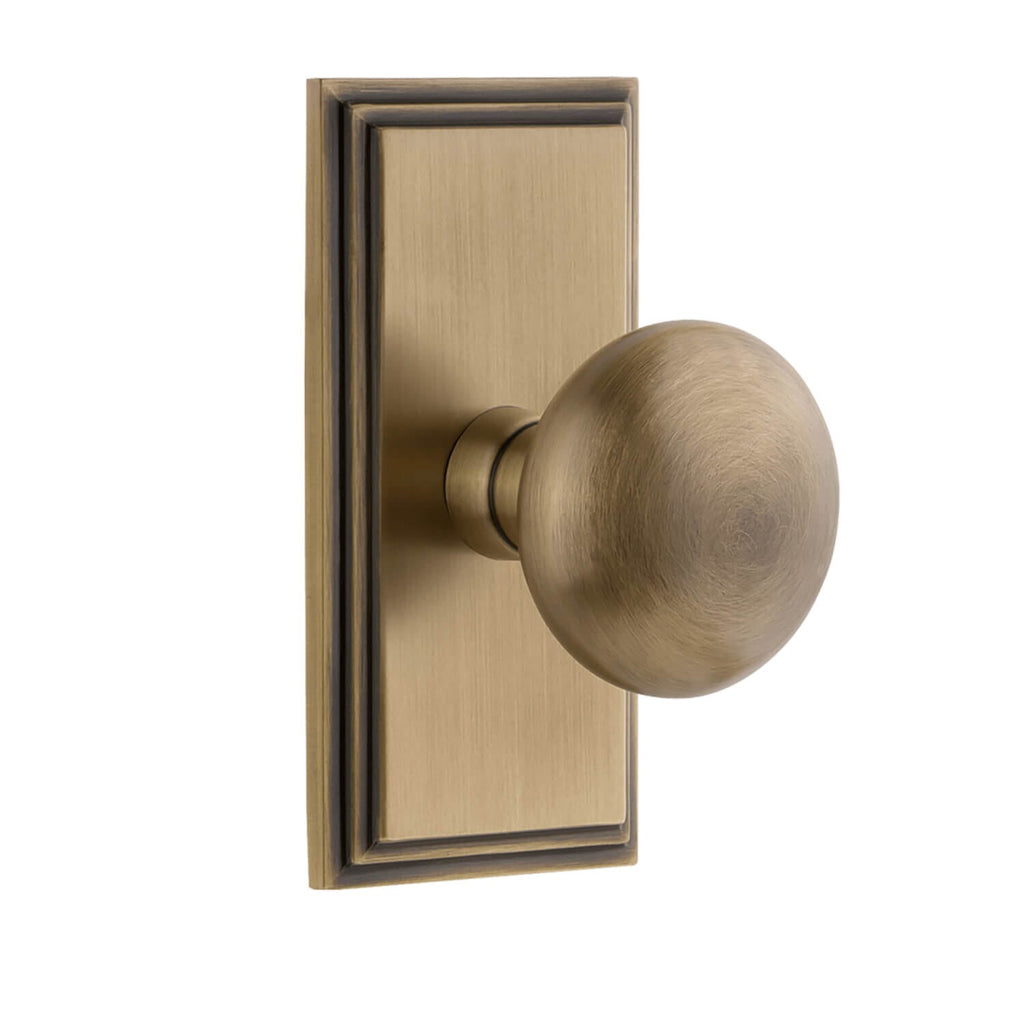 Carré Short Plate with Fifth Avenue Knob in Vintage Brass