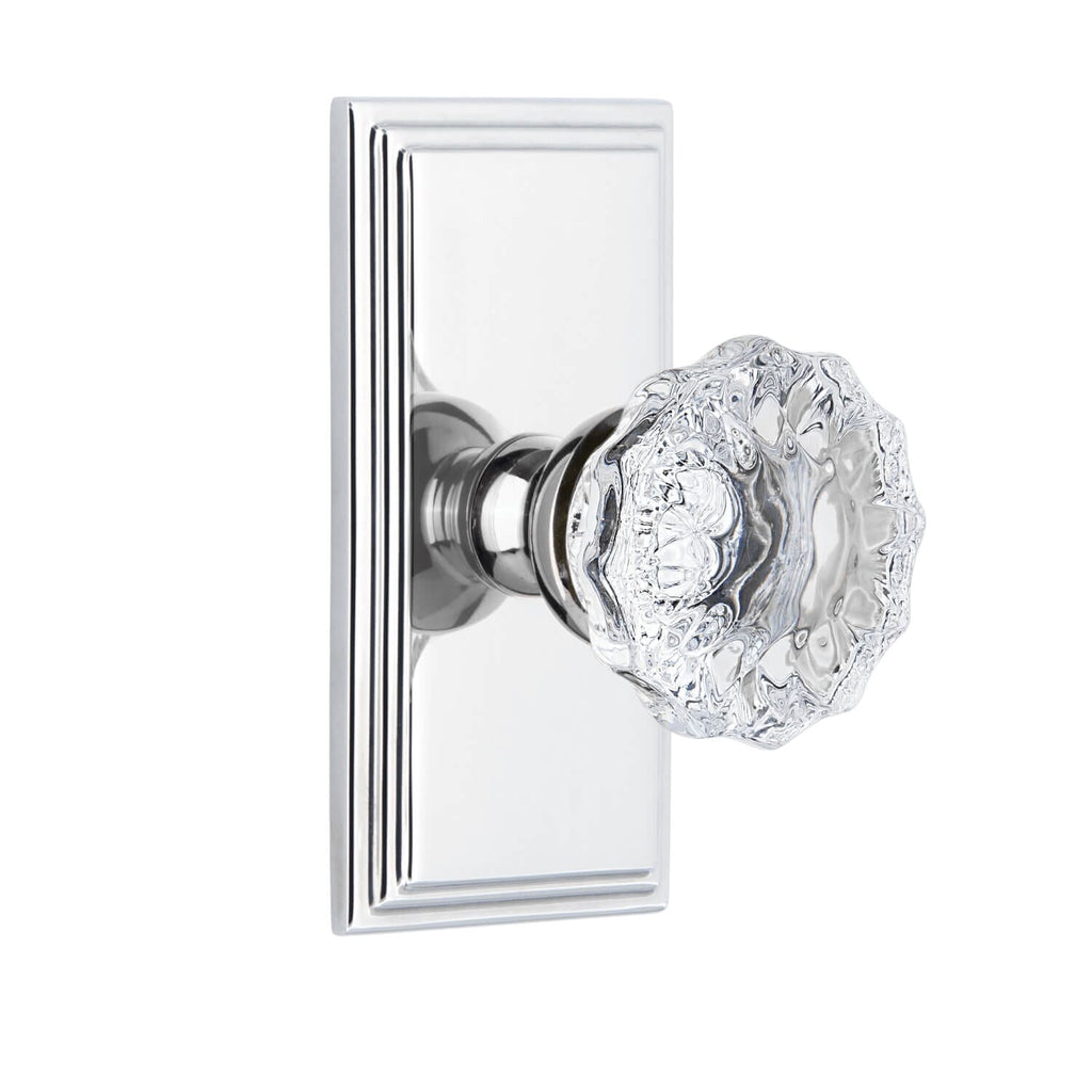 Carré Short Plate with Fontainebleau Crystal Knob in Bright Chrome