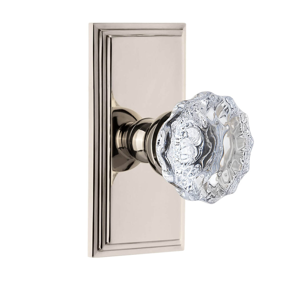 Carré Short Plate with Fontainebleau Crystal Knob in Polished Nickel