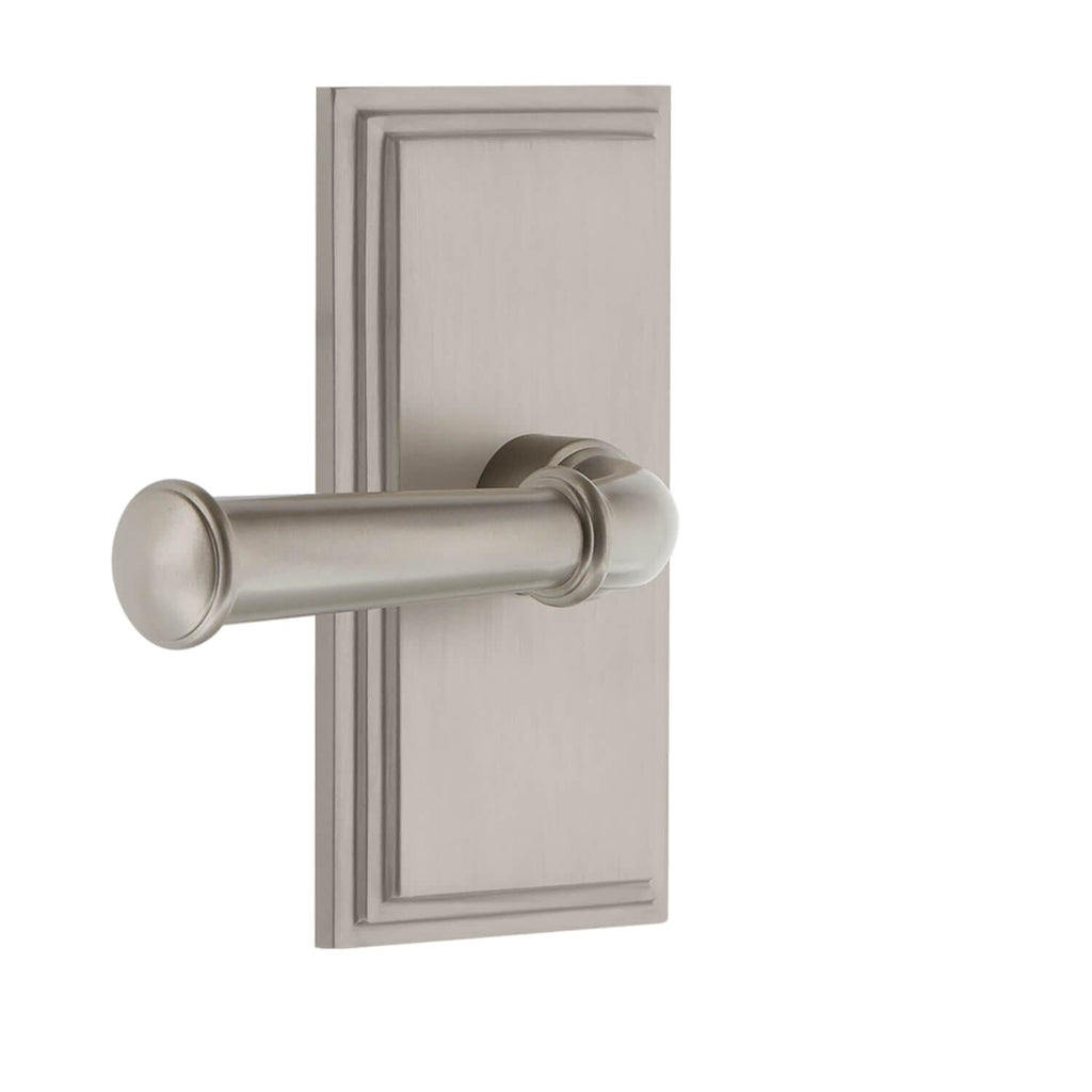 Carré Short Plate with Georgetown Lever in Satin Nickel