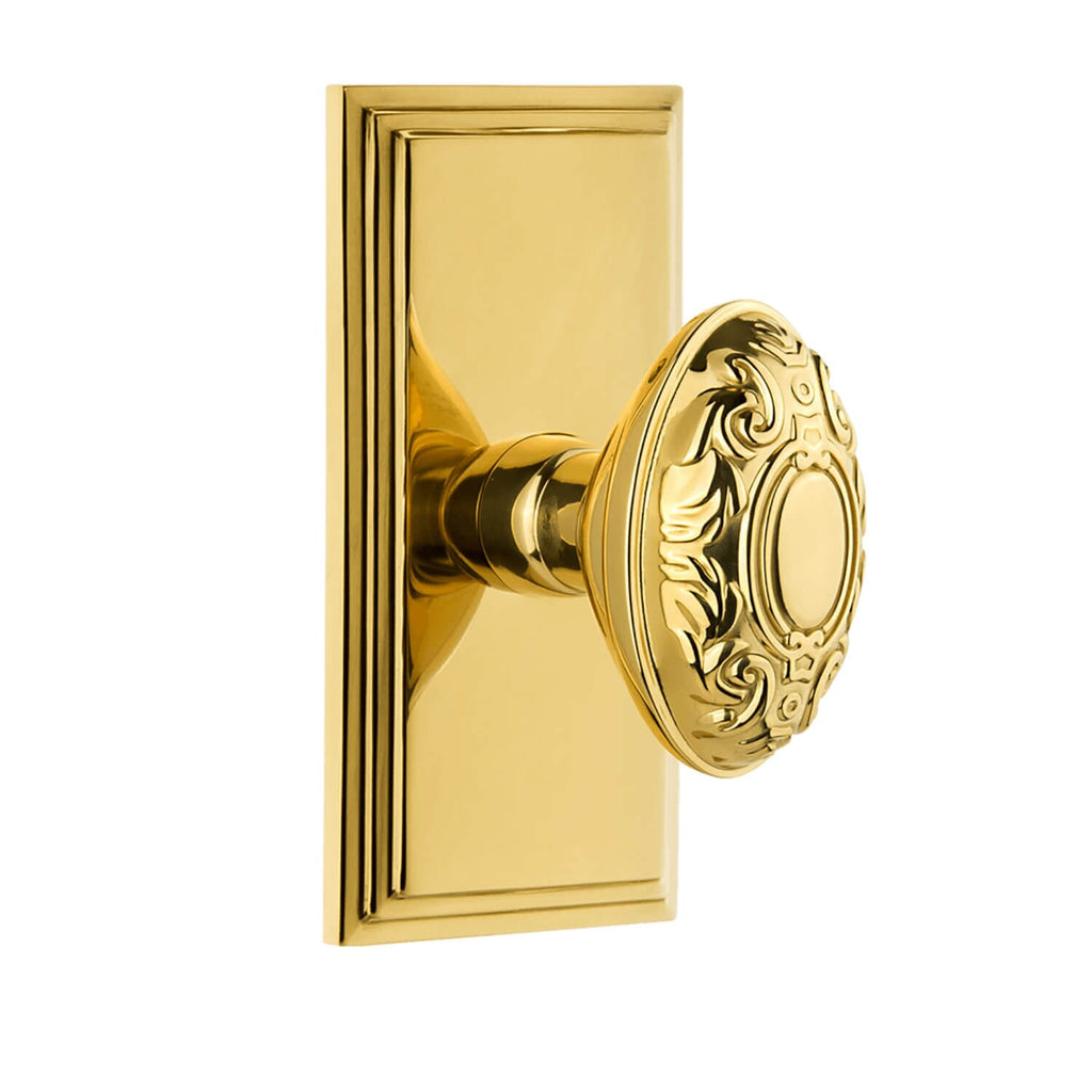 Carré Short Plate with Grande Victorian Knob in Lifetime Brass