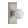 Carré Short Plate with Hyde Park Knob in Satin Nickel