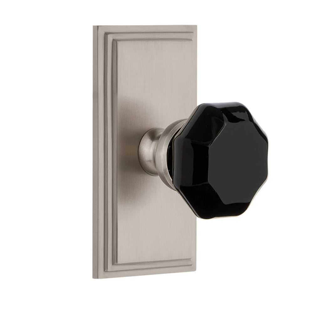 Carré Short Plate with Lyon Knob in Satin Nickel