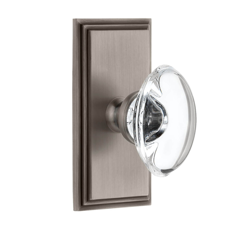 Carré Short Plate with Provence Crystal Knob in Antique Pewter