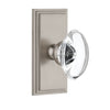 Carré Short Plate with Provence Crystal Knob in Satin Nickel