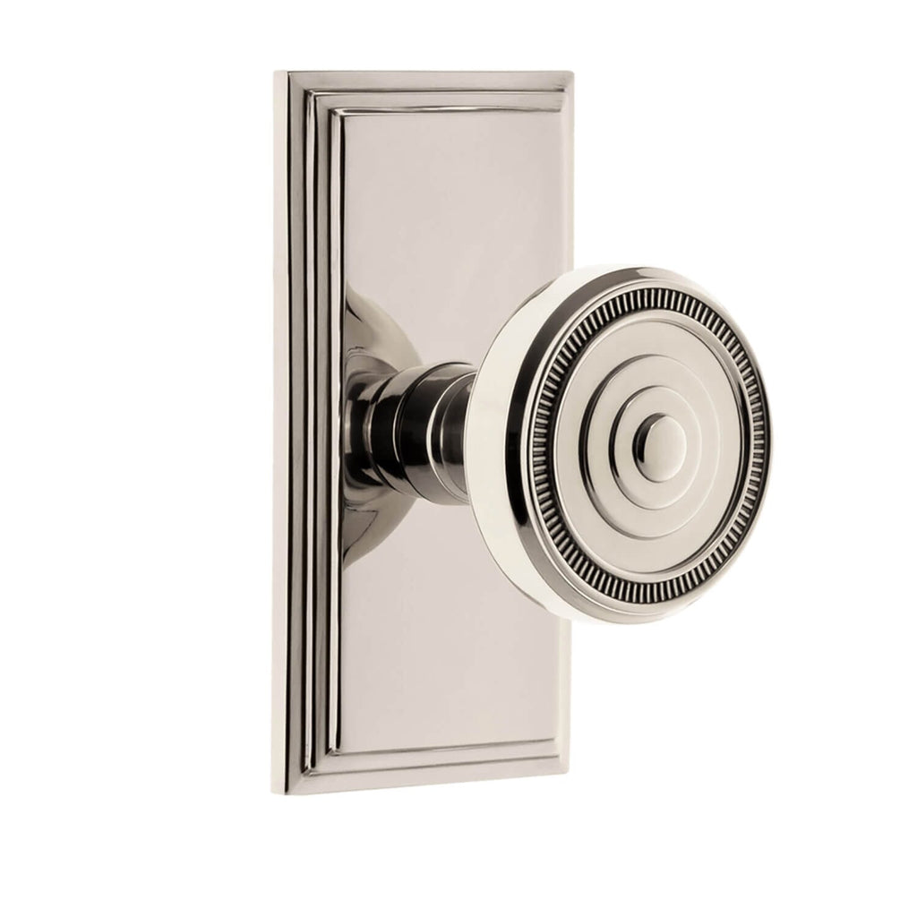Carré Short Plate with Soleil Knob in Polished Nickel