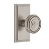 Carré Short Plate with Soleil Knob in Satin Nickel