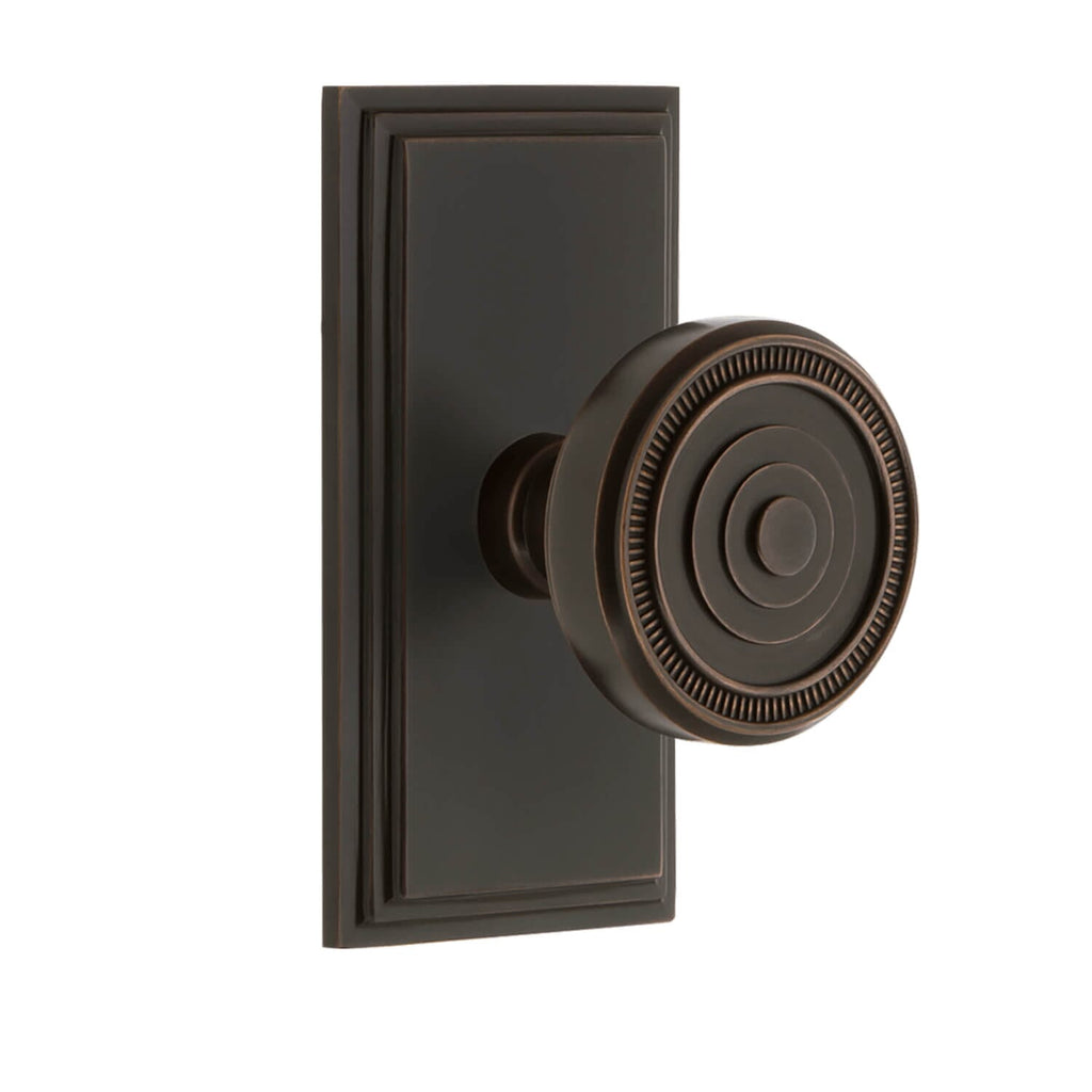 Carré Short Plate with Soleil Knob in Timeless Bronze