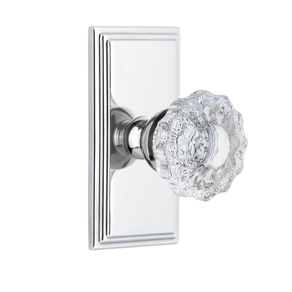 Carré Short Plate with Versailles Crystal Knob in Bright Chrome