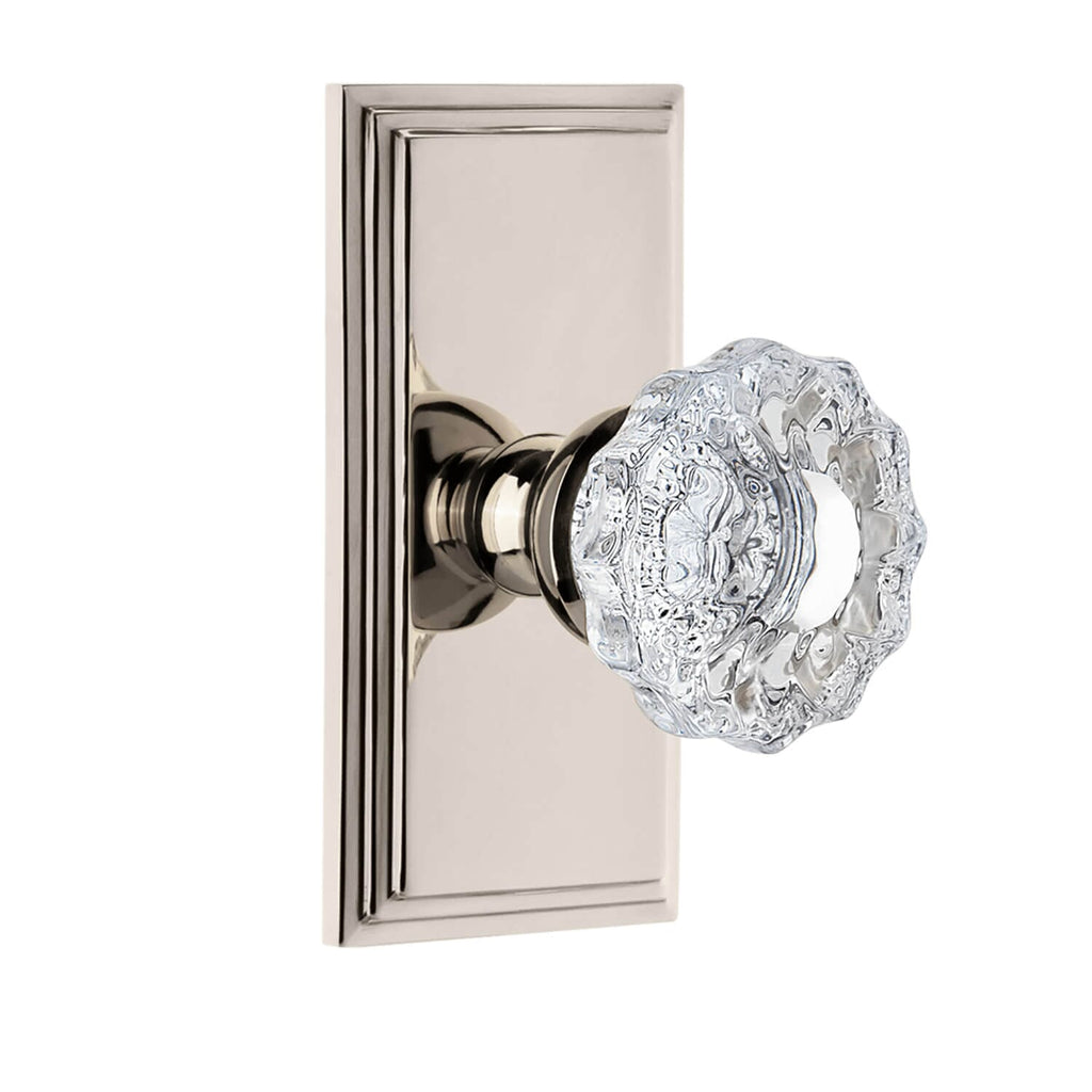 Carré Short Plate with Versailles Crystal Knob in Polished Nickel