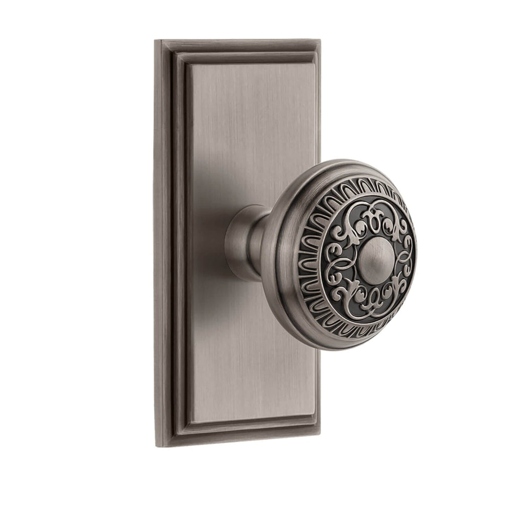Carré Short Plate with Windsor Knob in Antique Pewter