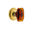 Circulaire Rosette with Baguette Amber Crystal Knob in Polished Brass