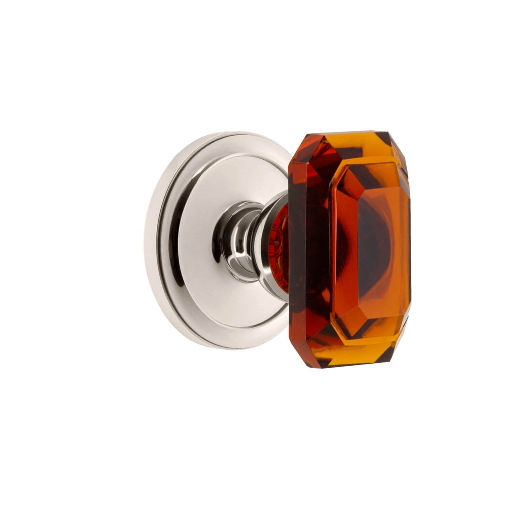 Circulaire Rosette with Baguette Amber Crystal Knob in Polished Nickel