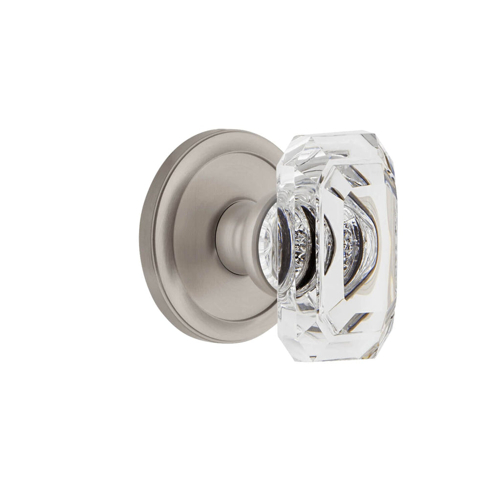 Circulaire Rosette with Baguette Clear Crystal Knob in Satin Nickel