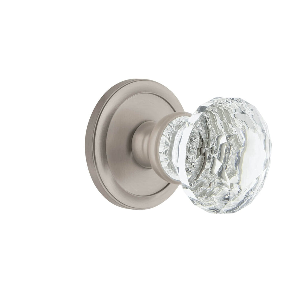 Circulaire Rosette with Brilliant Crystal Knob in Satin Nickel