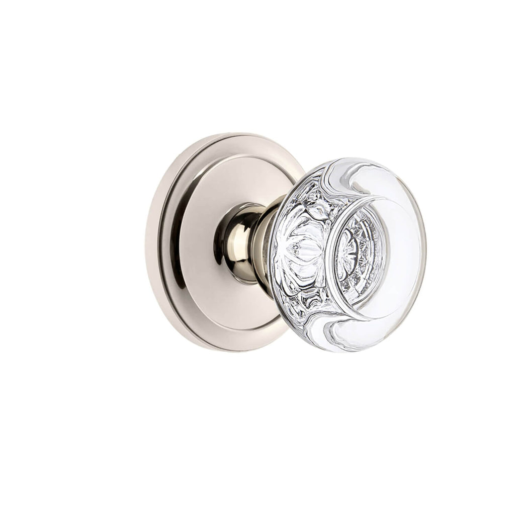 Circulaire Rosette with Bordeaux Crystal Knob in Polished Nickel