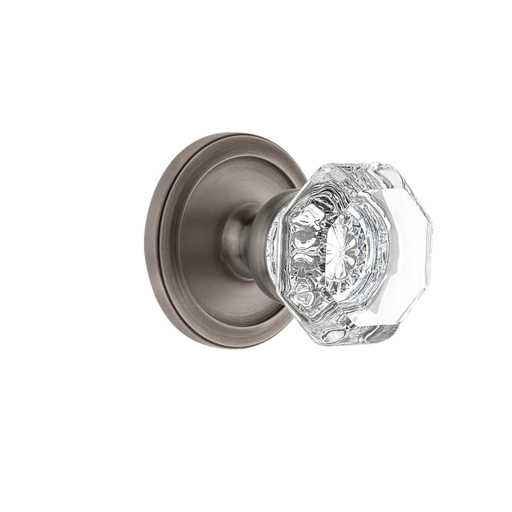 Circulaire Rosette with Chambord Crystal Knob in Antique Pewter