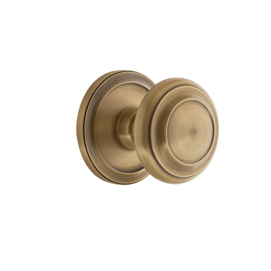 Circulaire Rosette with Circulaire Knob in Vintage Brass