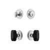 Circulaire Rosette Entry Set with Baguette Black Crystal Knob in Bright Chrome