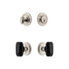 Circulaire Rosette Entry Set with Baguette Black Crystal Knob in Polished Nickel