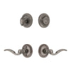 Circulaire Rosette Entry Set with Bellagio Lever in Antique Pewter