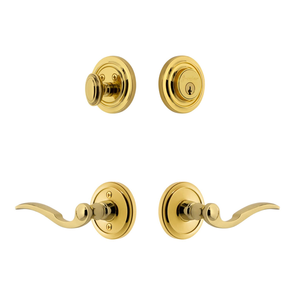 Circulaire Rosette Entry Set with Bellagio Lever in Lifetime Brass