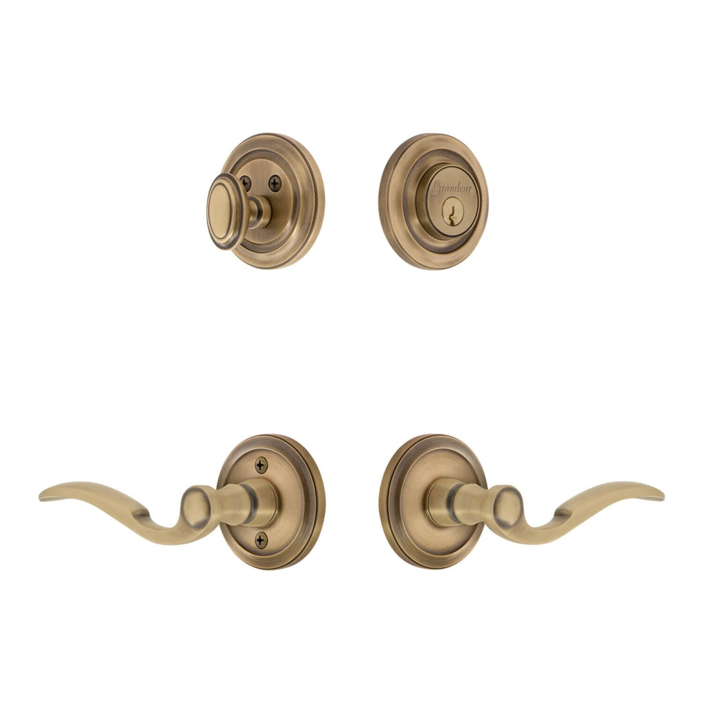 Circulaire Rosette Entry Set with Bellagio Lever in Vintage Brass