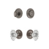 Circulaire Rosette Entry Set with Biarritz Crystal Knob in Antique Pewter