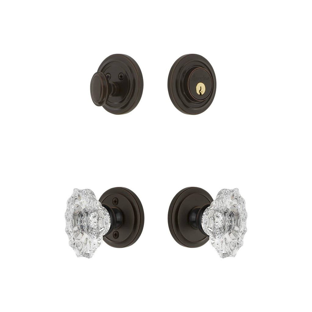 Circulaire Rosette Entry Set with Biarritz Crystal Knob in Timeless Bronze