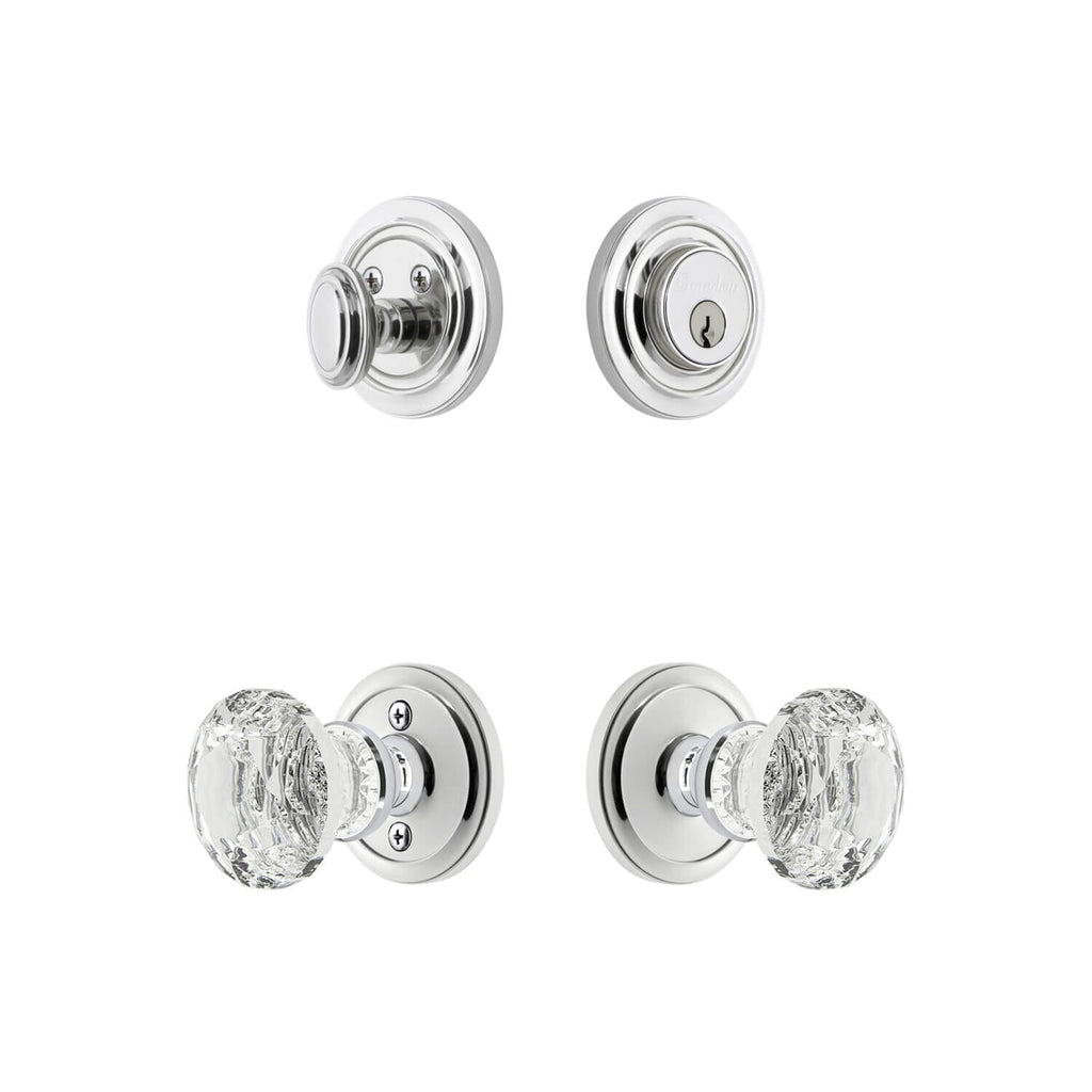Circulaire Rosette Entry Set with Brilliant Crystal Knob in Bright Chrome