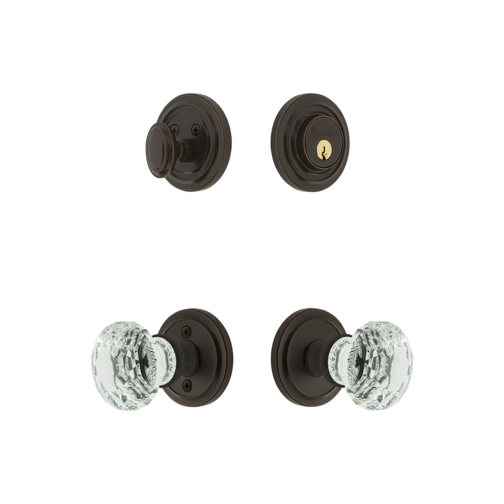 Circulaire Rosette Entry Set with Brilliant Crystal Knob in Timeless Bronze