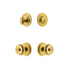 Circulaire Rosette Entry Set with Bouton Knob in Lifetime Brass