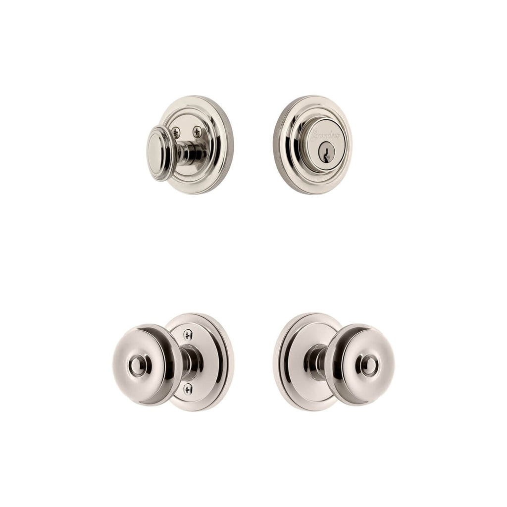 Circulaire Rosette Entry Set with Bouton Knob in Polished Nickel