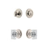 Circulaire Rosette Entry Set with Carre Crystal Knob in Polished Nickel