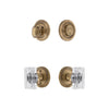 Circulaire Rosette Entry Set with Carre Crystal Knob in Vintage Brass