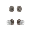 Circulaire Rosette Entry Set with Chambord Crystal Knob in Antique Pewter