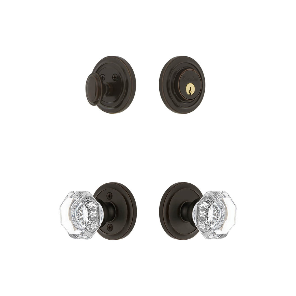 Circulaire Rosette Entry Set with Chambord Crystal Knob in Timeless Bronze