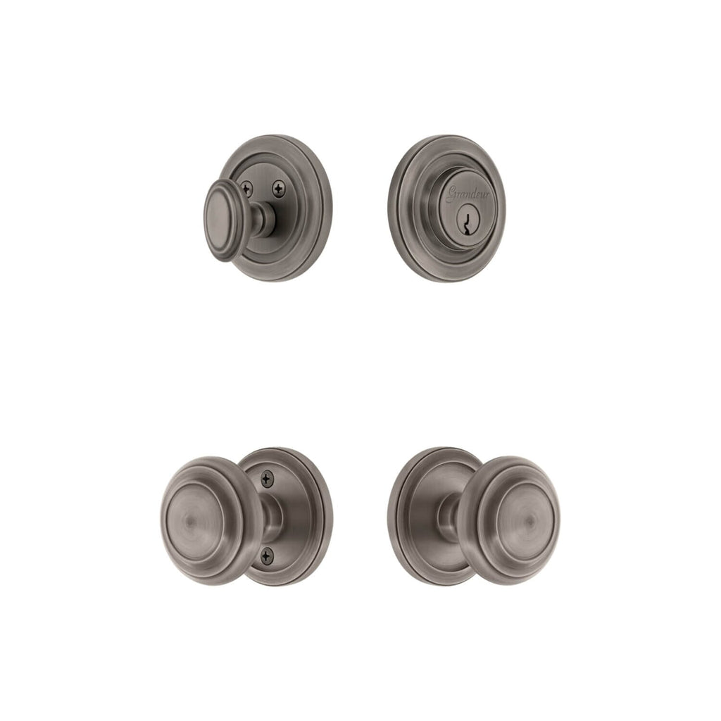 Circulaire Rosette Entry Set with Circulaire Knob in Antique Pewter