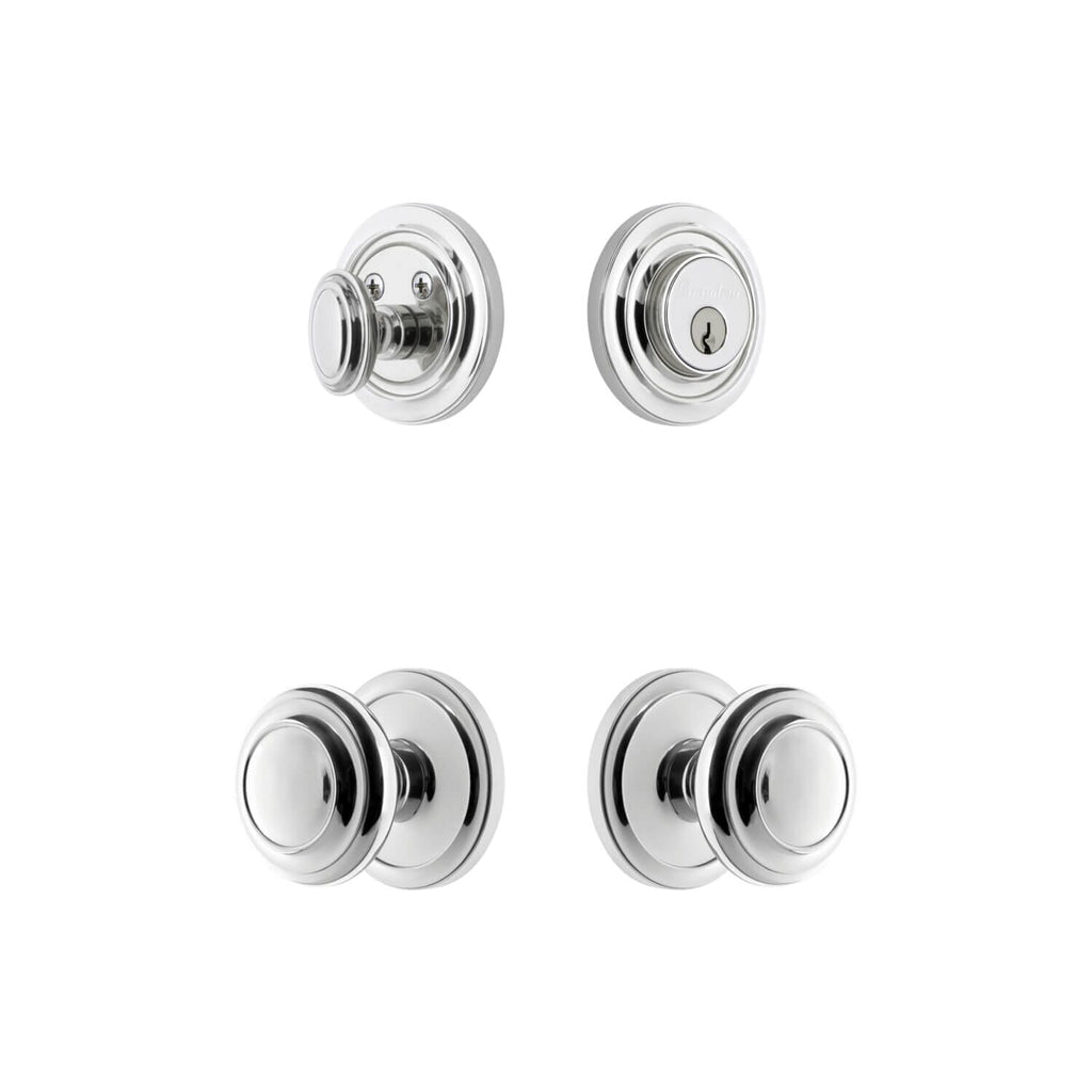 Circulaire Rosette Entry Set with Circulaire Knob in Bright Chrome