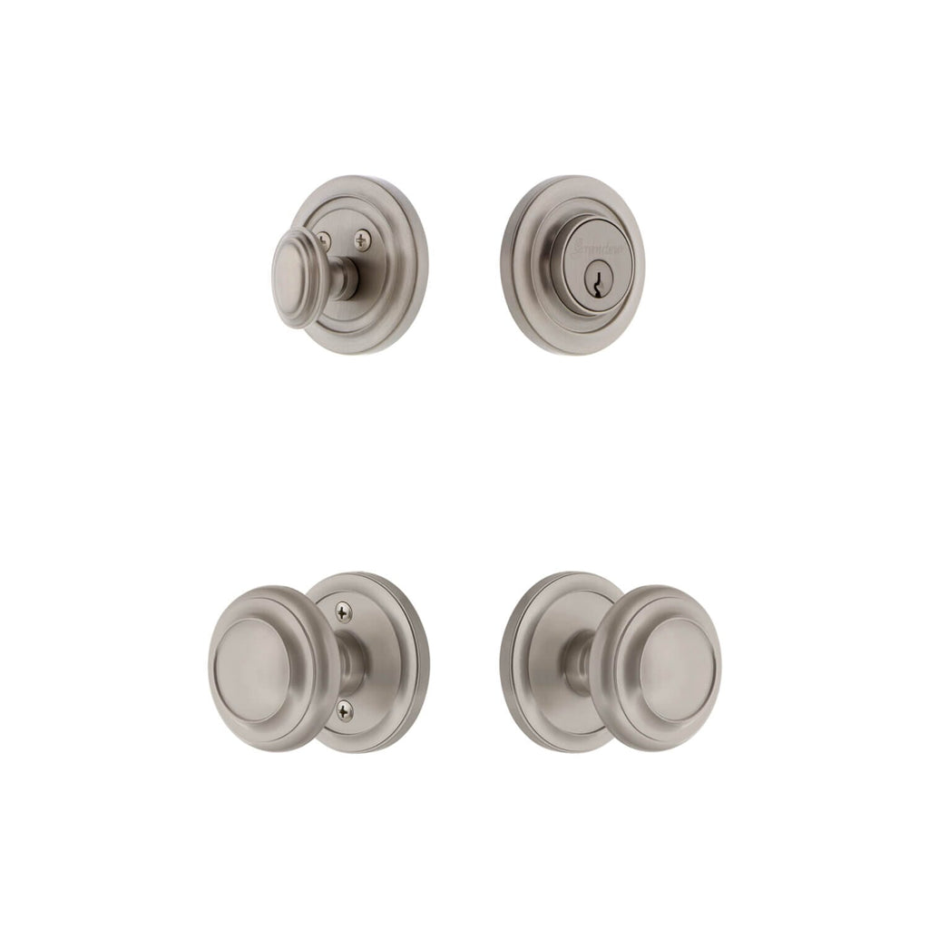 Circulaire Rosette Entry Set with Circulaire Knob in Satin Nickel