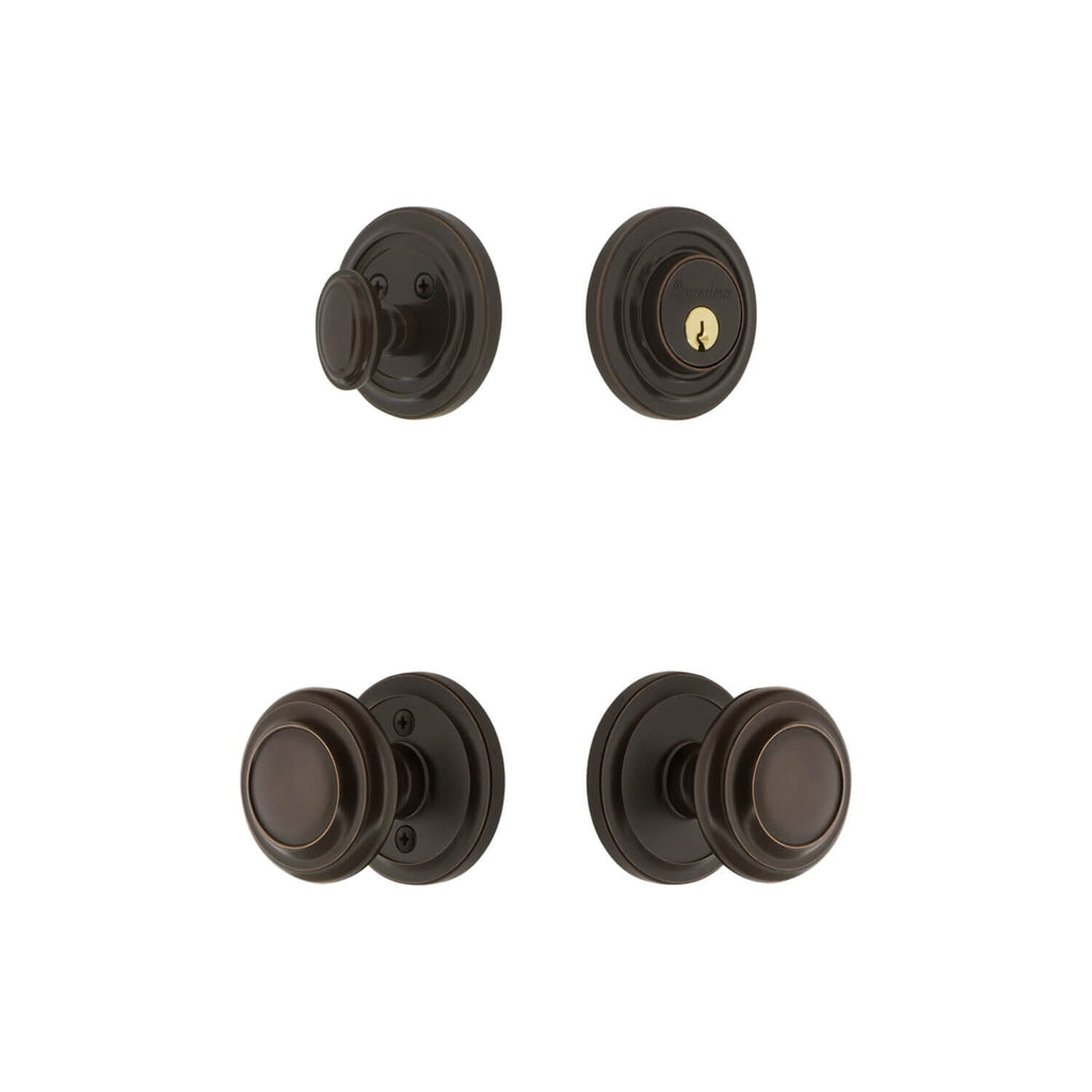 Circulaire Rosette Entry Set with Circulaire Knob in Timeless Bronze