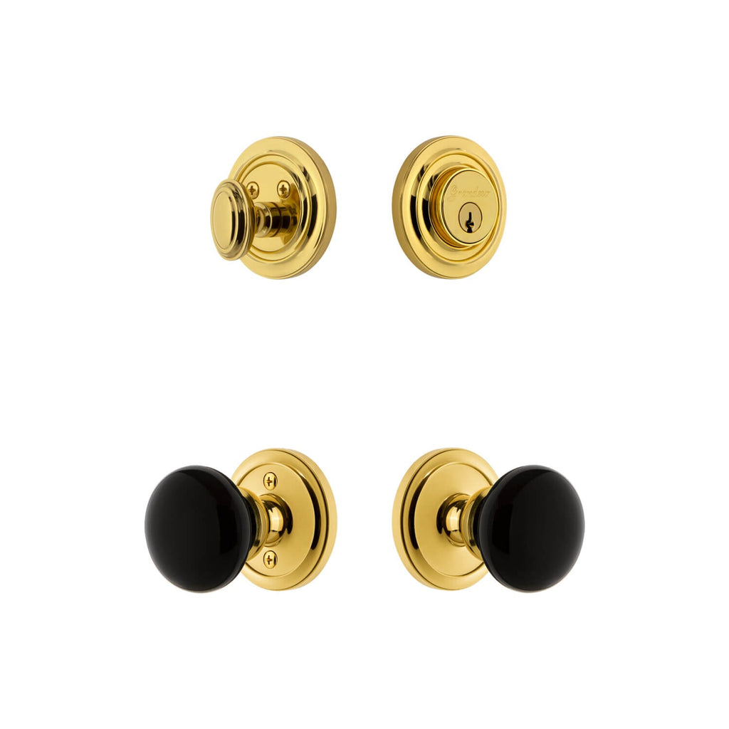 Circulaire Rosette Entry Set with Coventry Knob in Lifetime Brass