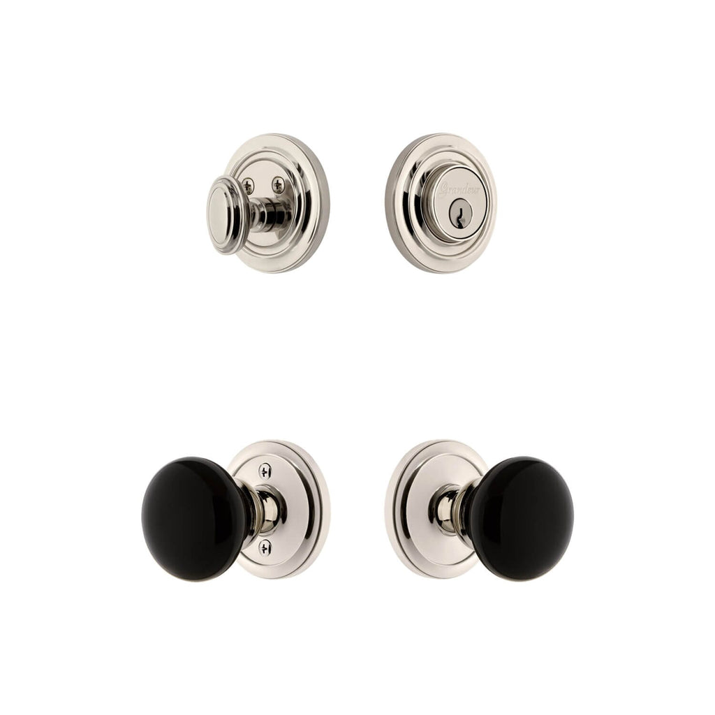 Circulaire Rosette Entry Set with Coventry Knob in Polished Nickel