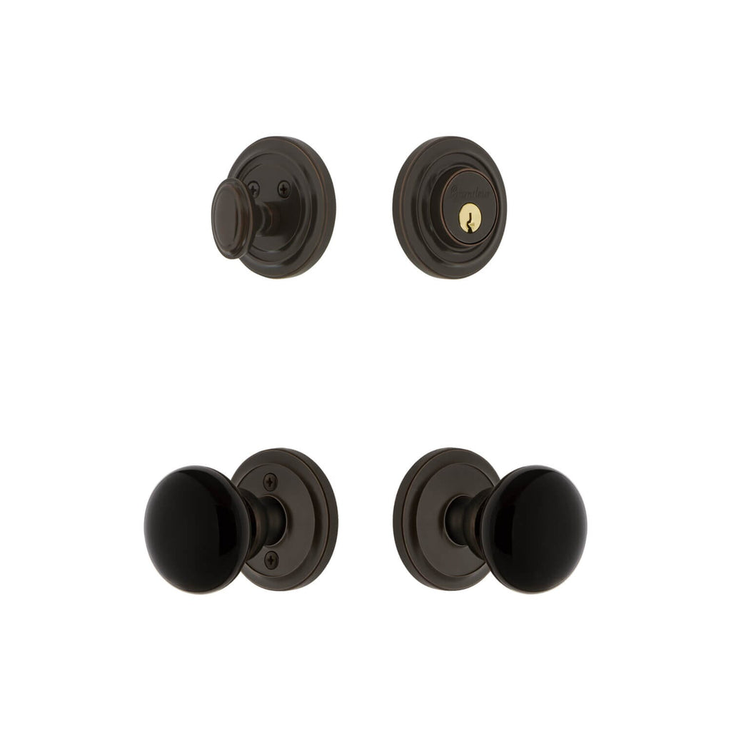 Circulaire Rosette Entry Set with Coventry Knob in Timeless Bronze