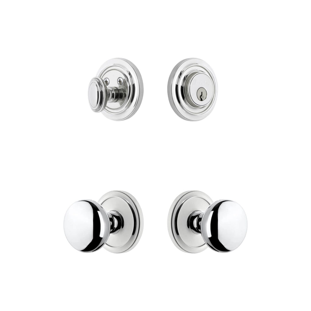 Circulaire Rosette Entry Set with Fifth Avenue Knob in Bright Chrome
