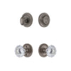 Circulaire Rosette Entry Set with Fontainebleau Crystal Knob in Antique Pewter