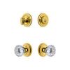 Circulaire Rosette Entry Set with Fontainebleau Crystal Knob in Lifetime Brass