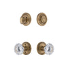 Circulaire Rosette Entry Set with Fontainebleau Crystal Knob in Vintage Brass