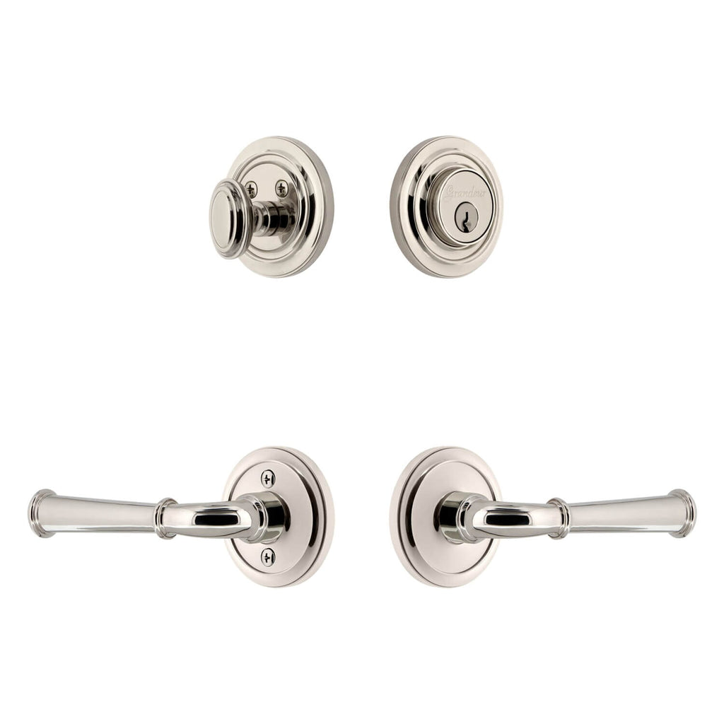 Circulaire Rosette Entry Set with Georgetown Lever in Polished Nickel